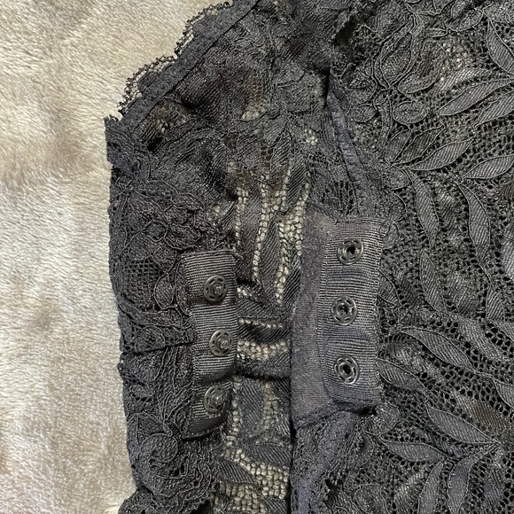 Roselle Black Sheer and hard Lace Body Suit Romper Girdle. M size - Picture 3 of 7